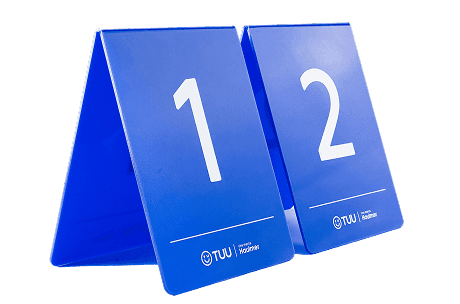 Pack del 1 al 20 de números de mesa en acrílico para restaurantes 