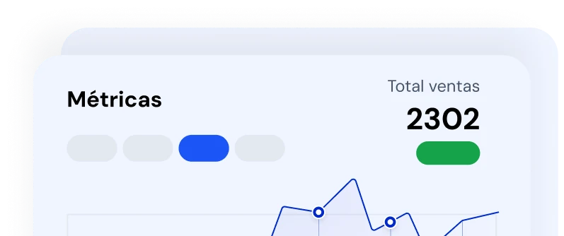 Panel de métricas y total de ventas