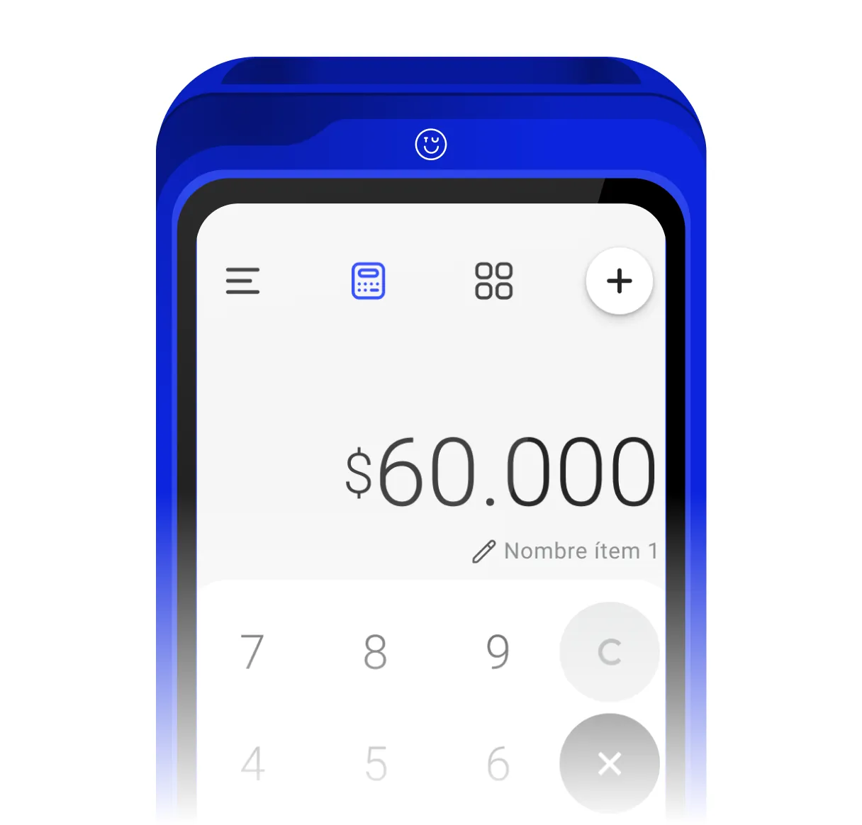 Pantalla del POS ingresando el monto de la venta.