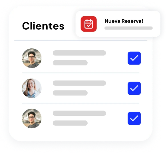 Interfaz de listado de clientes y reservas