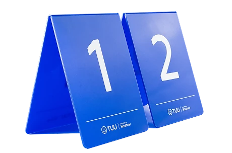 Pack del 1 al 20 de números de mesa en acrílico para restaurantes 